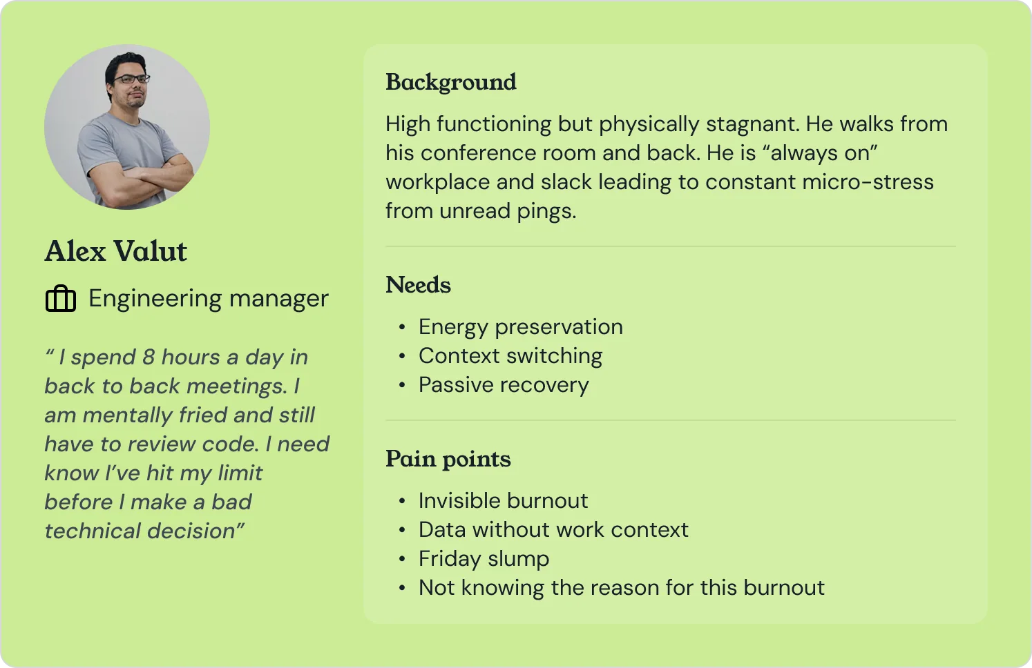 User Persona — Alex